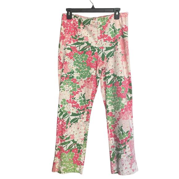 Lauren Ralph Lauren Cropped Pants Floral Flat‎ Front Side Zipper Stretch Sz 8 - Picture 1 of 9